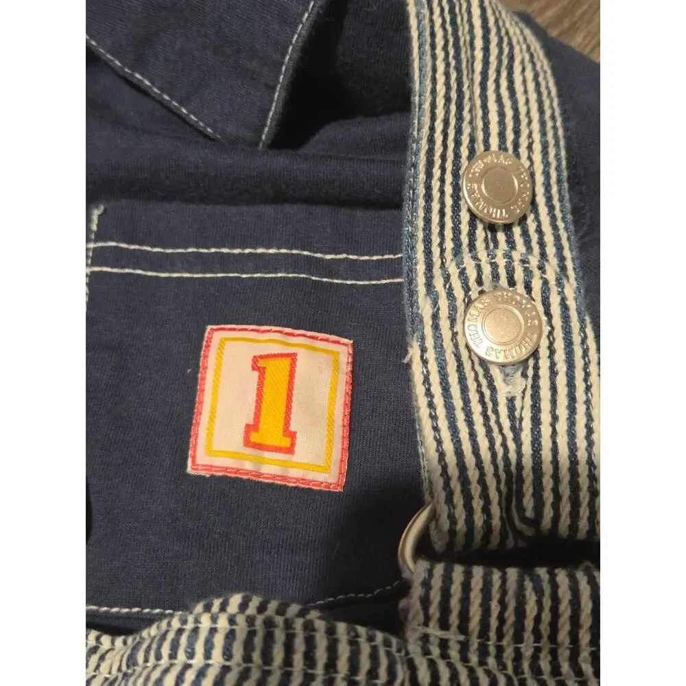 Vintage Y2K Kids Thomas the Tank Engine Denim Overalls Embroidered Train Size 4T